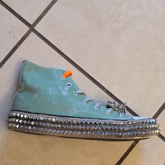 NEW Nan-Ku Free People High Top Sneaker Rhinestone Studded Aloe Size 8-8.5 - Picture 8 of 14